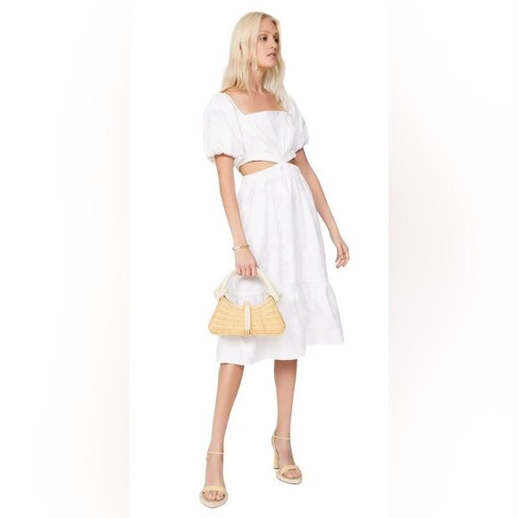 Louna White Cutout Midi Dress Size Small - Picture 1 of 8
